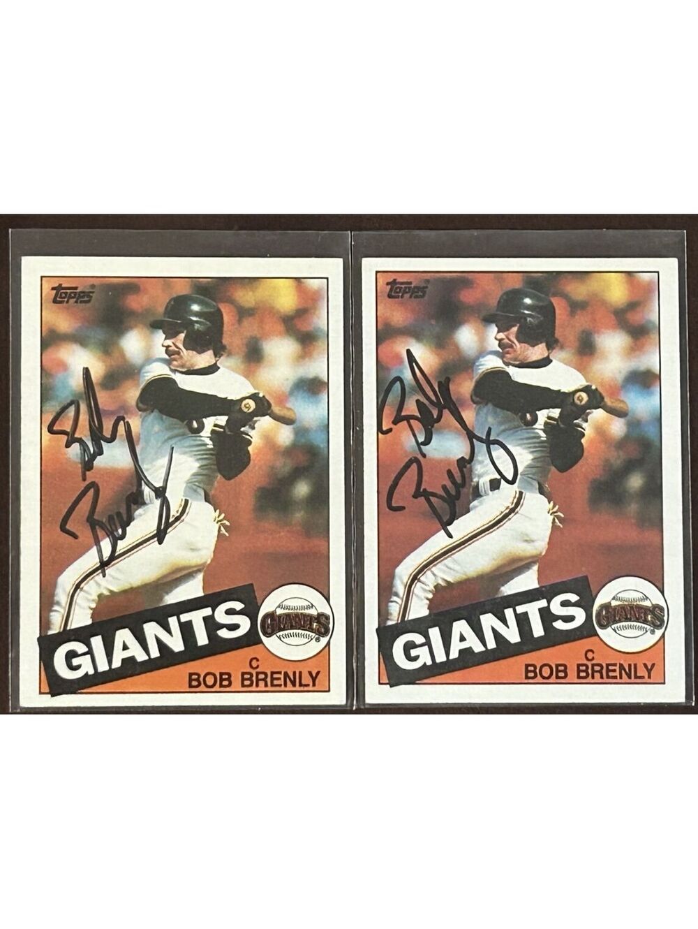 MLB C BOB BRENLY AUTOGRAPHED COLLECTIBLES 2 1985 TOPPS #215 SIGNED CARDS NM